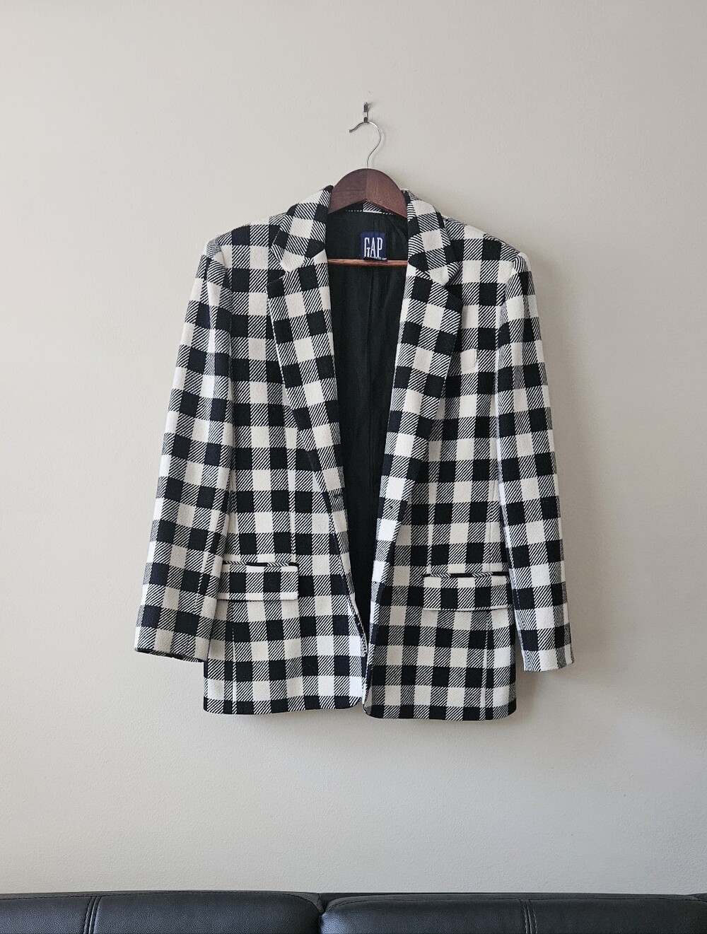 Vintage GAP Black & Off White Checked Blazer - Women
